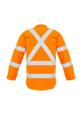 Orange safety work shirt by Syzmik featuring reflective tape, lightweight aramid blend, and breathable mesh for comfort.