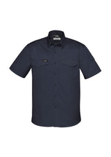 Stylish charcoal short sleeve shirt with breathable mesh vents, mechanical stretch, and multiple pockets for essentials.