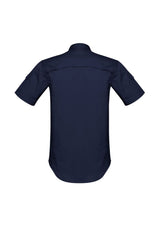 Men's Rugged Cooling Short Sleeve Shirt in Navy, featuring breathable mesh venting, durable cotton ripstop, and practical pockets.