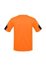 Hi-Vis orange 7XL t-shirt by Syzmik, made of breathable polyester, designed for safety and comfort in active work environments.