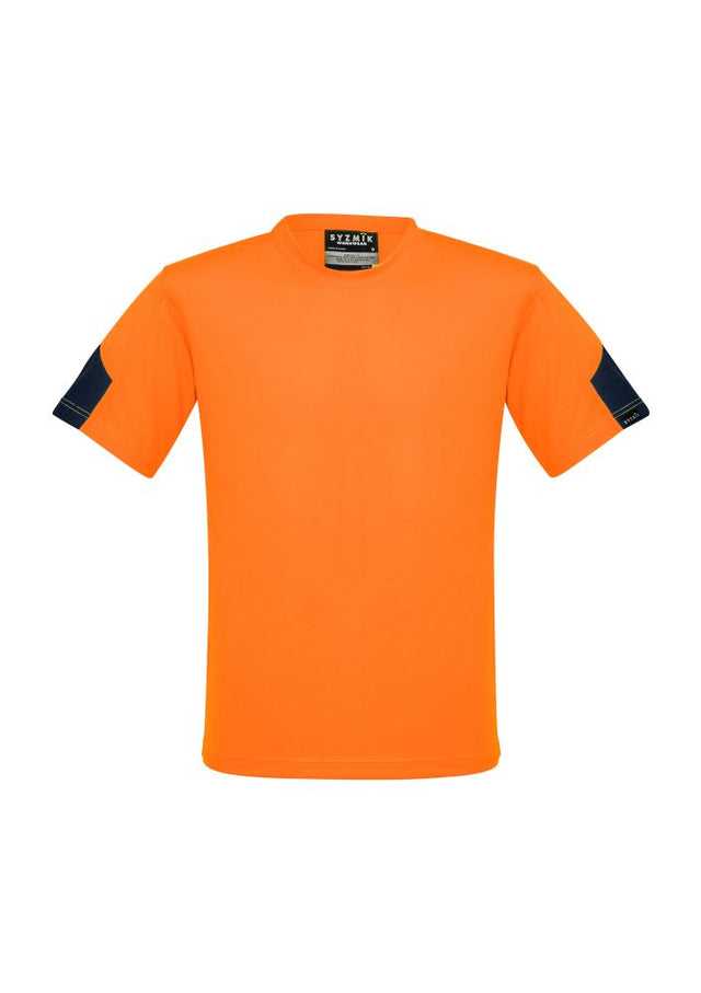 High-visibility orange 3XL t-shirt from Syzmik, made of breathable polyester for comfort and safety in the workplace.