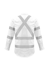 Mens Bio Motion X-Back Shirt in white, 100% cotton, featuring Bio Motion tape for visibility and two chest pockets for storage.