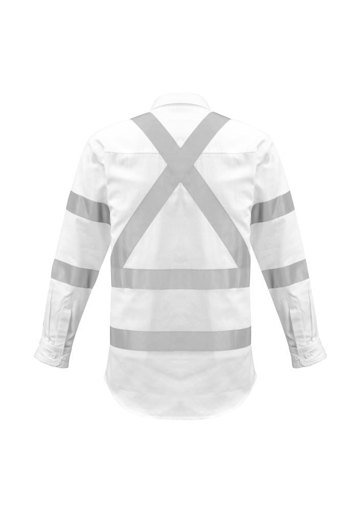 Mens Bio Motion X Back Shirt in white, 5XL, features durable cotton, X-back design for visibility, and two chest pockets.