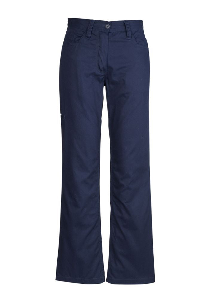 Navy women's utility pants from Syzmik, cotton twill, size 14, featuring durable stitching and reinforced patches for practicality.