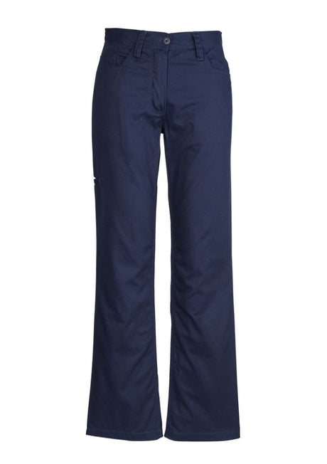 Navy women's utility pants from Syzmik, cotton twill, size 14, featuring durable stitching and reinforced patches for practicality.