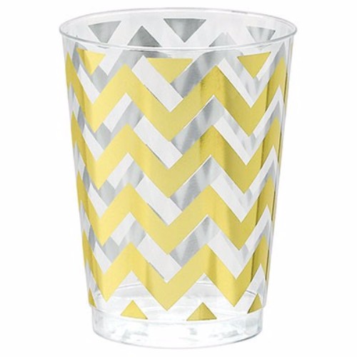 Elegant 295ml gold chevron tumblers in a pack of 20, perfect for stylish celebrations and versatile beverage serving.