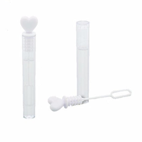 Heart-topped bubble tubes wedding favors, 3.25ml each, ideal for celebrations, bulk pack of 36 for memorable moments.