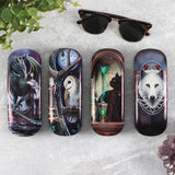 Fairy Tales Glasses Case by Lisa Parker featuring whimsical fairy and owl art, includes cleaning cloth, gold logo inside.