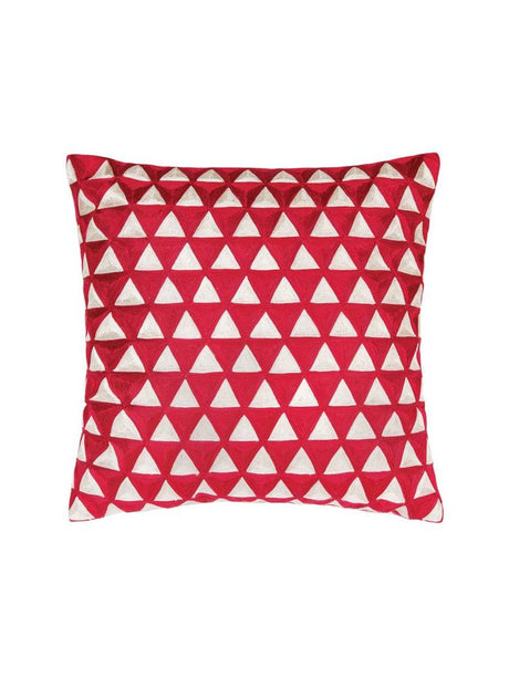 Vibrant Akeem Red square cushion with Navajo-inspired design, crafted from luxurious cotton percale for comfort and style.