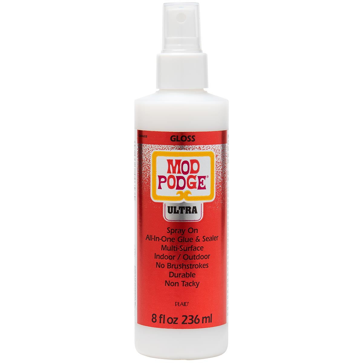 MOD PODGE ULTRA GLOSS 8oz, a non-toxic spray glue and sealer for crafts, providing a high gloss finish and smooth application.