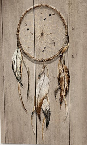 Wood Panel Art - Dream Weaver: Tribal-inspired pine art piece, neutral colors, perfect for any living space.