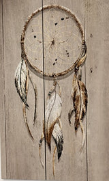 Wood Panel Art - Dream Weaver: Tribal-inspired pine art piece, neutral colors, perfect for any living space.