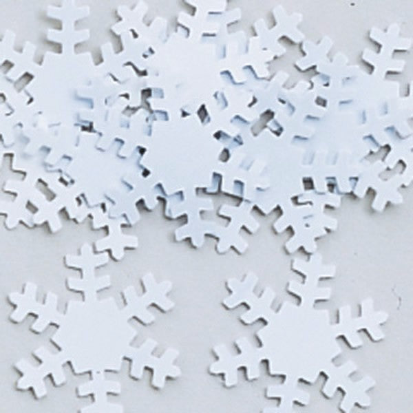 Snowflakes white confetti in various shapes, perfect for winter-themed celebrations and decorations.