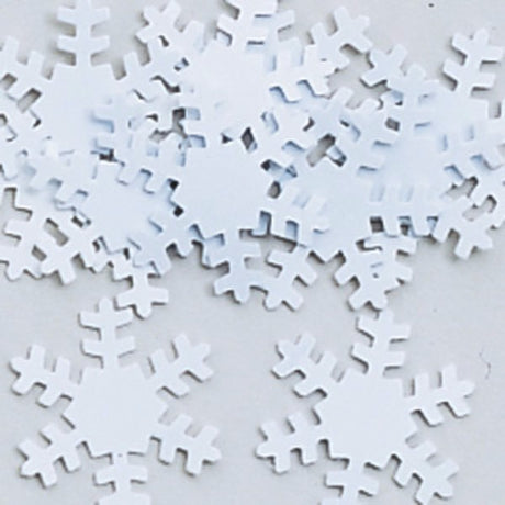 Snowflakes white confetti in various shapes, perfect for winter-themed celebrations and decorations.