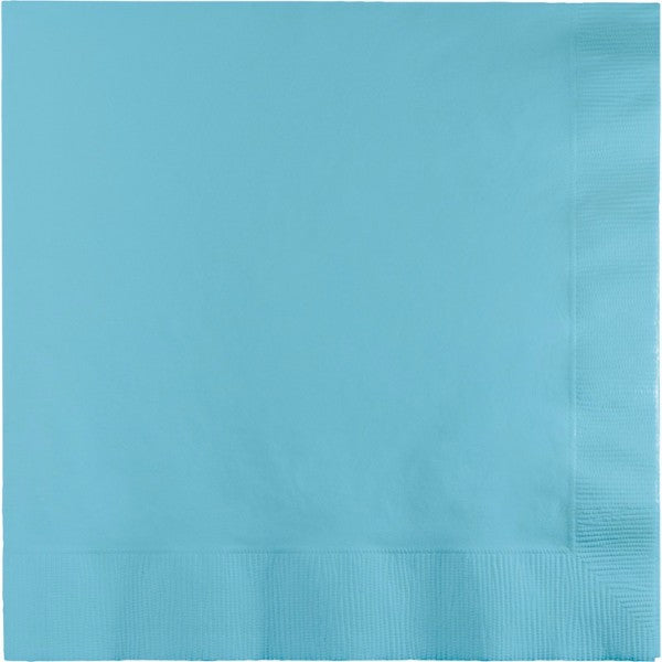 Pastel blue 2-ply luncheon napkins, 33cm x 33cm, pack of 50, perfect for elegant dining and celebrations.