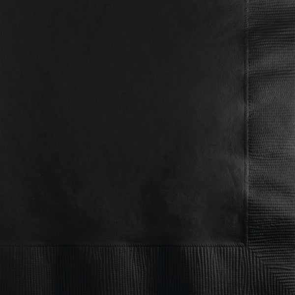 Elegant black velvet luncheon napkins, 33cm x 33cm, 2-ply, ideal for stylish dining and events, pack of 50.