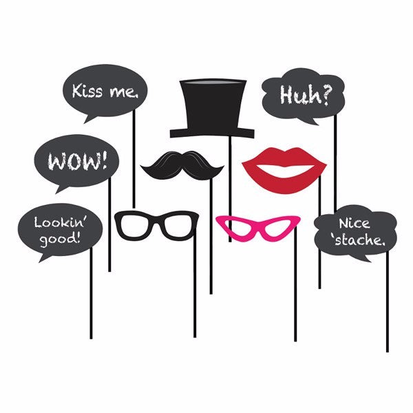 Chalkboard Photo Booth Props Assorted Sizes - Pack of 10
