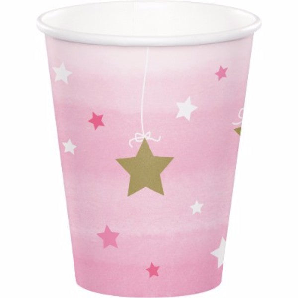 One Little Star Girl Cups Paper 266ml - Pack of 8
