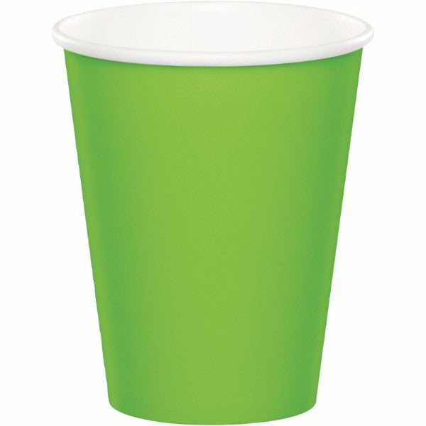 Pack of 24 eco-friendly Fresh Lime Paper Cups, 266ml, ideal for hot and cold beverages at events or daily use.