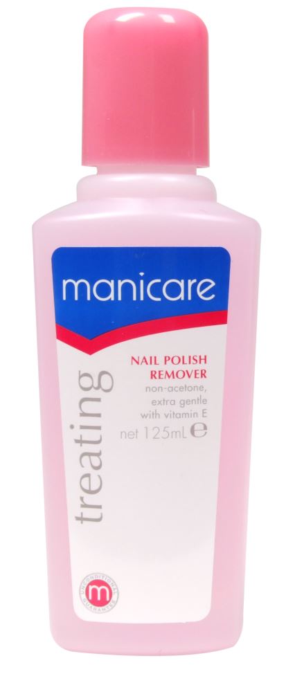 Gentle, acetone-free nail polish remover in a 125mL bottle, ideal for moisturizing nails and cuticles.