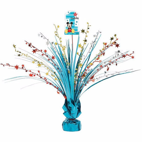Vibrant 46cm Mickey Mouse centerpiece for a fun 1st birthday celebration, perfect for tables and photo opportunities.