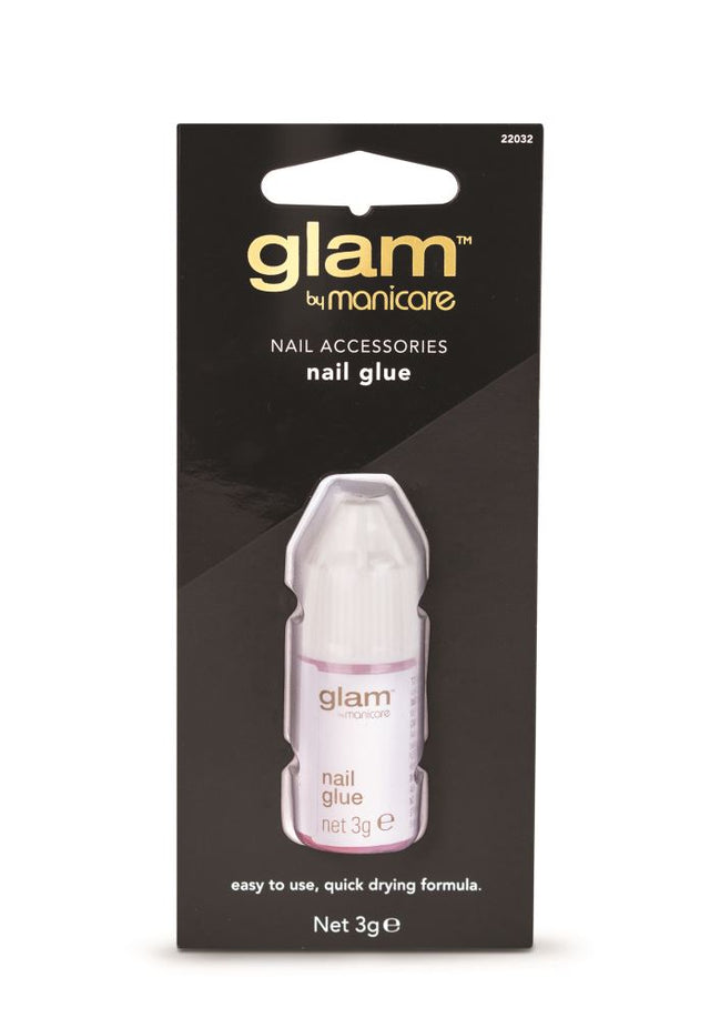 Nail glue from Manicare in a 3g bottle, enriched with vitamins A & E for strong, long-lasting applications and repairs.