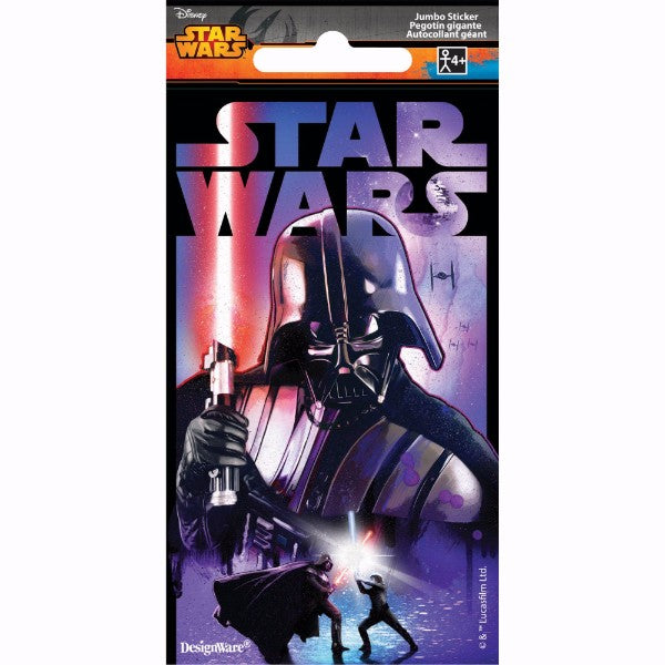 Colorful Star Wars Jumbo Stickers featuring iconic characters, perfect for themed parties and collectibles.