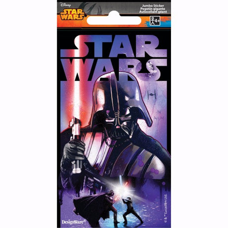 Colorful Star Wars Jumbo Stickers featuring iconic characters, perfect for themed parties and collectibles.