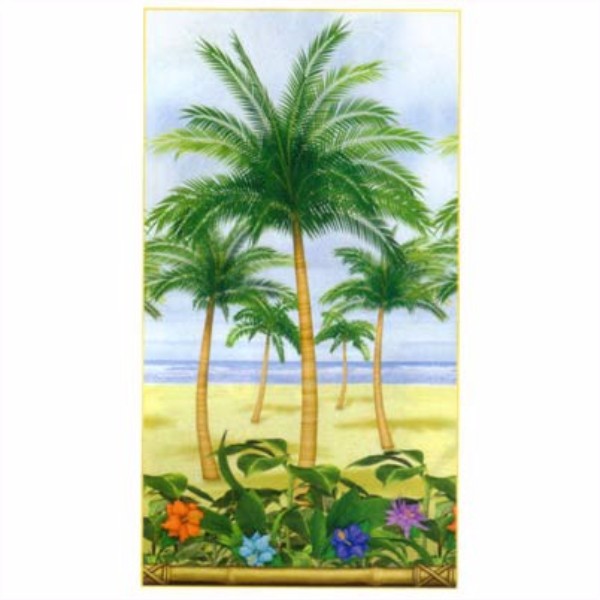 Vibrant palm tree wall decoration, 120cm x 12m, perfect for tropical-themed parties and events.