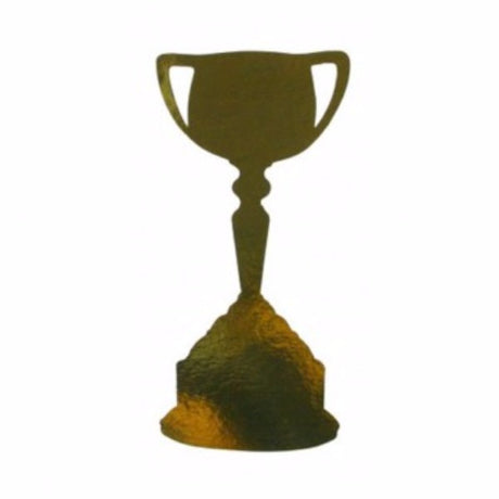 Gold trophy cup cutouts, 200mm, pack of 12, perfect for awards, events, and decorations with a shiny finish.