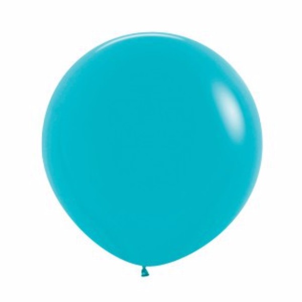 Oversized 90cm Caribbean blue latex balloons, perfect for vibrant celebrations and stylish decor, sold in a pack of 2.