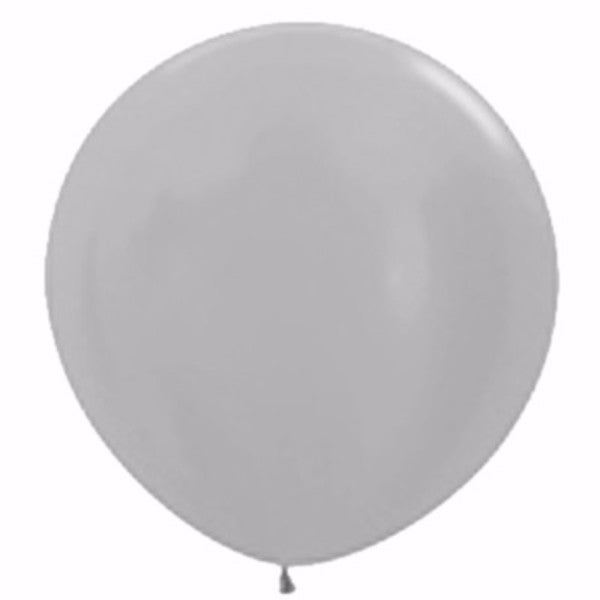 90cm Metallic Pearl Silver Latex Balloons in a pack of 2, perfect for elegant celebrations and decor.