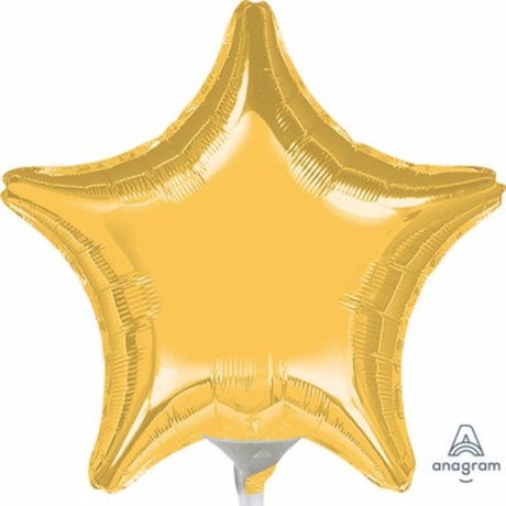 22cm star-shaped gold foil balloon featuring a shimmering finish, perfect for elegant party decorations and celebrations.