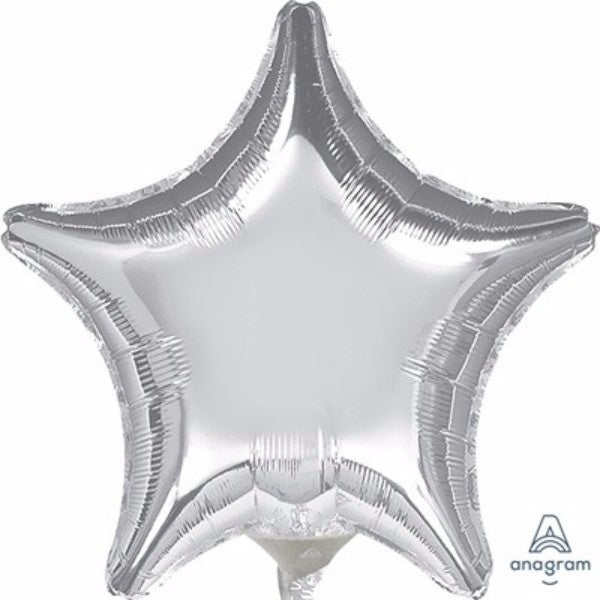 10cm star-shaped silver foil balloon, perfect for adding elegance to celebrations and easy to set up with air inflation.