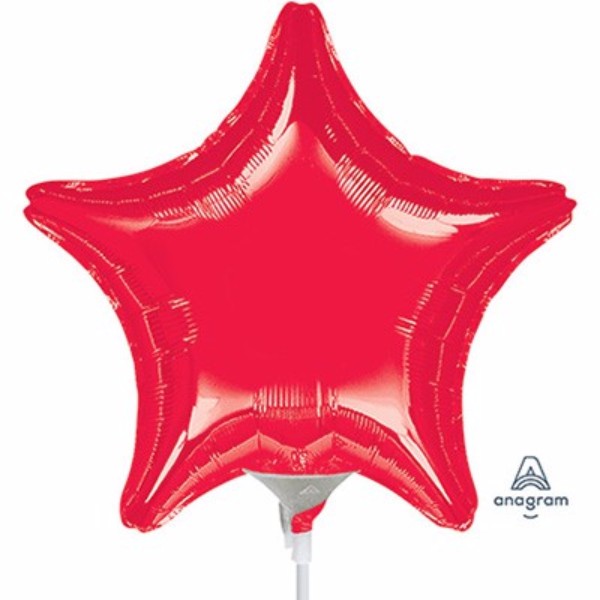 Vibrant 10cm red star foil balloon, perfect for party decor and celebrations, features easy inflation and secure saddle.