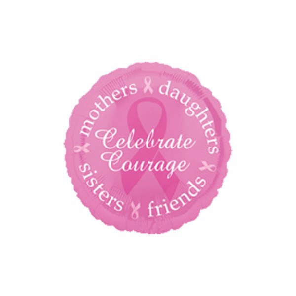 Vibrant 45cm foil balloon for Breast Cancer Awareness featuring a heartfelt design, perfect for events and celebrations.