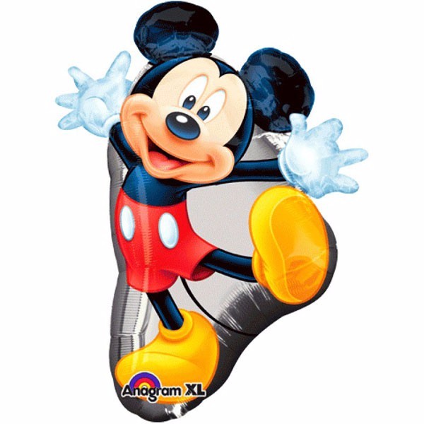 Colorful 55cm x 78cm foil balloon featuring a full-body Mickey Mouse design, perfect for Disney-themed celebrations.