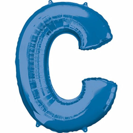 Vibrant blue 86cm Letter C helium saver balloon, perfect for celebrations, events, and creative photo opportunities.