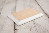 Chic chalk white small board in FSC® certified beech wood, perfect for serving cheese and hors d'oeuvres, L200 x W140 x H20mm.