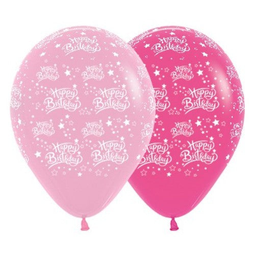 Vibrant 30cm pink star balloons in bubblegum and fuchsia, perfect for birthday celebrations, pack of 25.