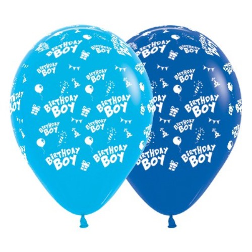 Pack of 25 vibrant 30cm blue and royal blue latex balloons for festive birthday celebrations.