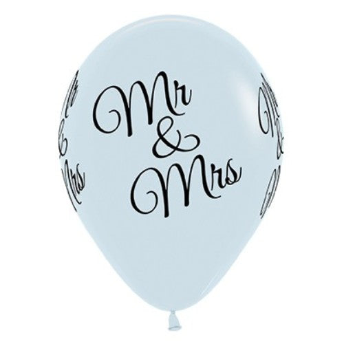 30cm Mr & Mrs White  Latex Balloons - Pack of 6