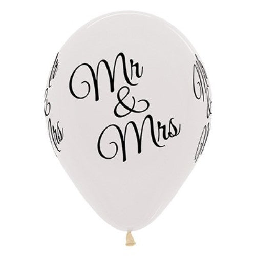 30cm Mr & Mrs Jewel Crystal Clear  Latex Balloons - Pack of 6