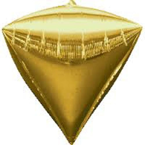 Gold diamond-shaped foil balloons, 40cm x 43cm, perfect for elegant events and celebrations, sold in packs of 3.