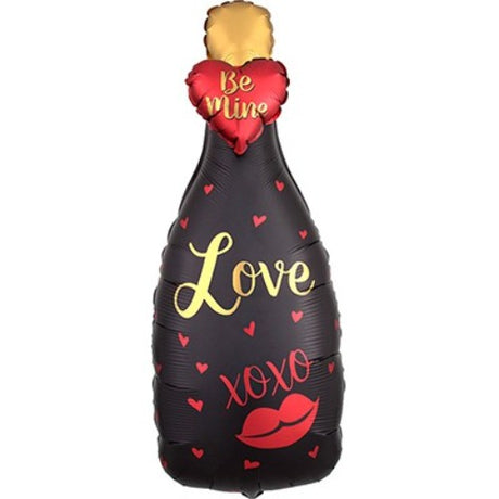 Vibrant 35cm x 88cm foil balloon shaped like a champagne bottle, perfect for romantic celebrations and expressing love.