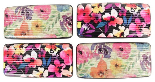 Set of 4 RFID blocking wallets in 2 stylish designs, protecting against electronic pickpocketing while keeping essentials organized.