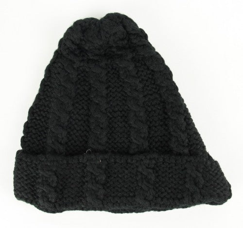 Cozy black beanie made from 100% acrylic, perfect for style and warmth this winter, fitting most head sizes.