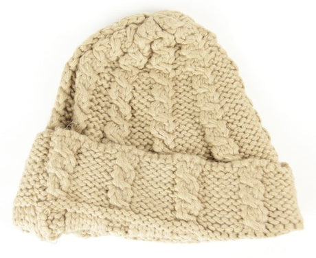 Taupe beanie made of 100% premium acrylic, offering warmth and style for any winter outfit.