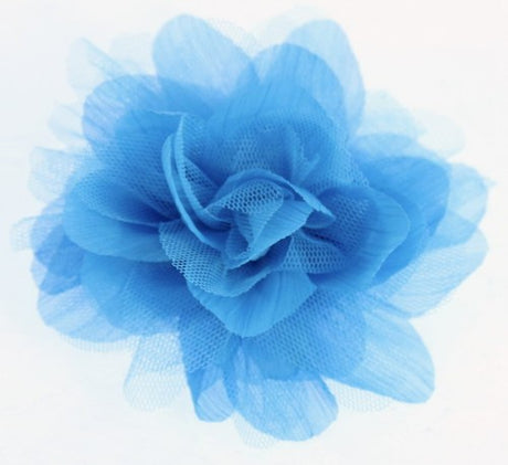 Aqua Fascinator Brooch featuring a net rose design, measuring 13cm, perfect for adding elegance to any outfit.