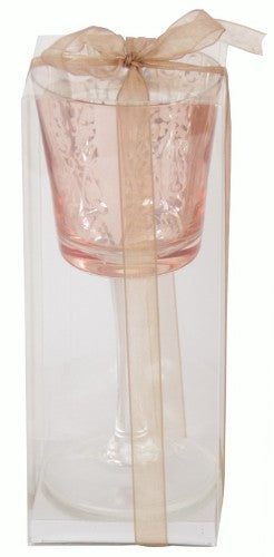 Elegant copper wine glass candle holder, 18cm tall, perfect for romantic or festive decor, ideal for tealights and pillar candles.